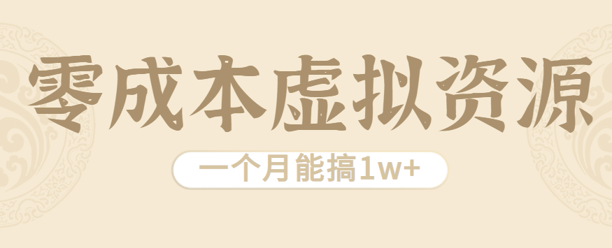 相当暴利的虚拟资源项目，无需成本一个月能搞1w+-网创资源总站