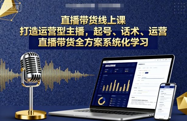 直播带货线上课，打造运营型主播，起号、话术、运营，直播带货全方案系统化学习-网创资源总站
