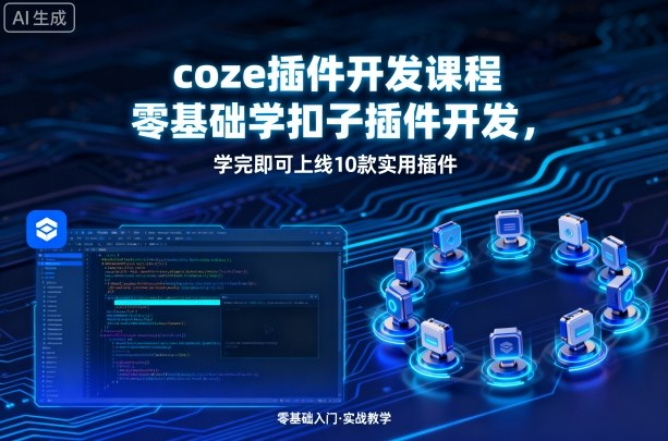 coze插件开发课程，零基础学扣子插件开发，学完即可上线10款实用插件-网创资源总站