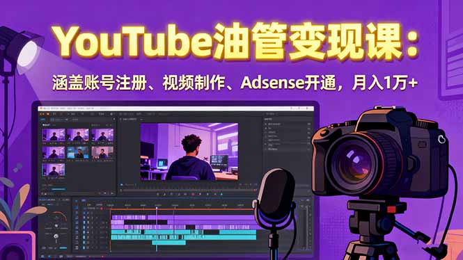 2025YouTube油管变现课：涵盖账号注册、视频制作、Adsense开通，月入1万+-网创资源总站