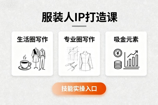 服装人IP打造课，文案创富+生活圈写作+专业圈写作+服装人专属+吸金元素+技能实操-网创资源总站
