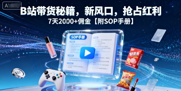 B站带货秘籍，新风口，抢占红利，7天2k+佣金【附SOP手册】-网创资源总站