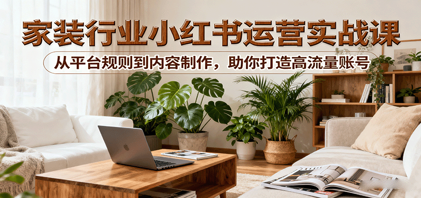 小红书家装行业运营实战课：从平台规则到内容制作，助你打造高流量账号-网创资源总站
