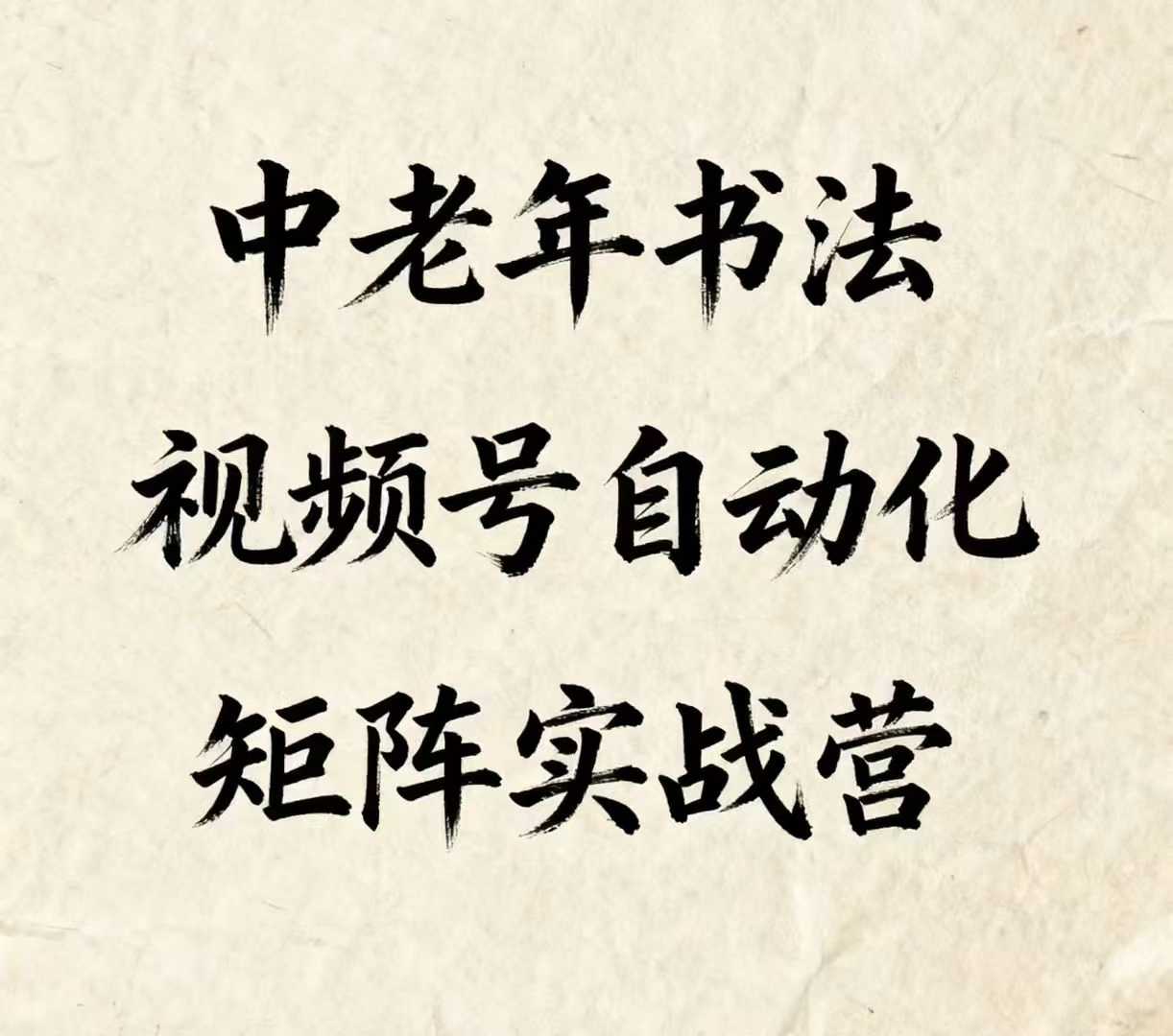 中老年书法视频号自动化矩阵实战营，一套自动化流程玩转中老年书法视频号矩阵-网创资源总站