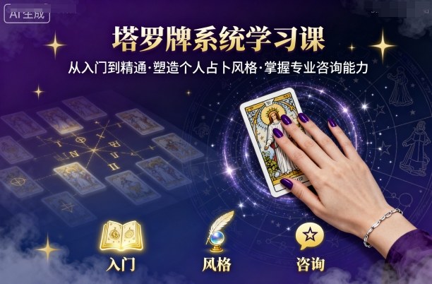 塔罗牌系统学习课，助你从入门到精通，塑造个人占卜风格，掌握专业咨询能力-网创资源总站