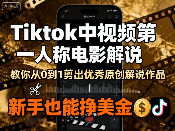 Tiktok中视频第一人称电影解说，教你从0到1剪出一个优秀的原创解说作品，新手也能挣美金-网创资源总站