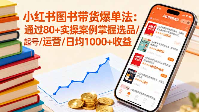 小红书图书带货爆单法：通过80+实操案例掌握选品/起号/运营/日均1000+收益-网创资源总站