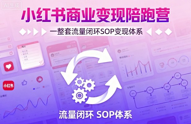小红书商业变现陪跑营，轻IP矩阵 私域获客 聚光投流，一整套流量闭环SOP变现体系-网创资源总站