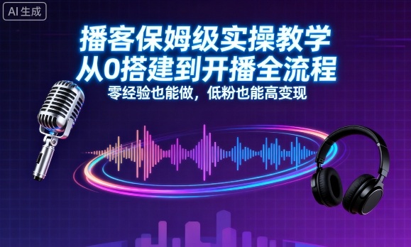 播客保姆级实操教学，从0搭建到开播全流程，零经验也能做，低粉也能高变现-网创资源总站