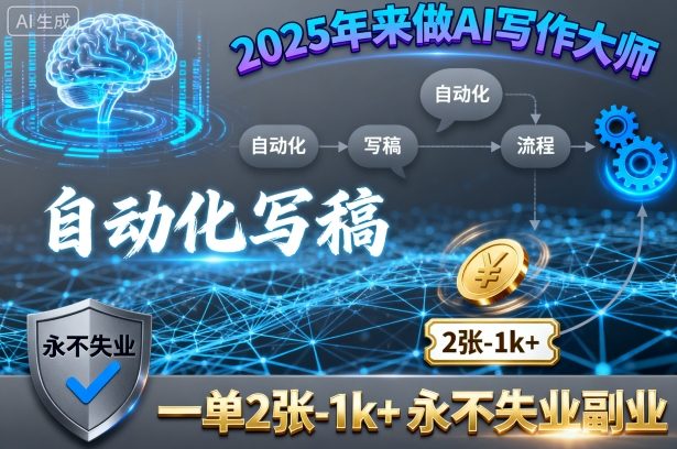 2025年来做AI写作大师，自动化写稿，一单2张-1k+，永不失业副业-网创资源总站