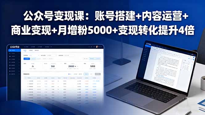 公众号变现课：账号搭建+内容运营+商业变现+月增粉5000+变现转化提升4倍-网创资源总站