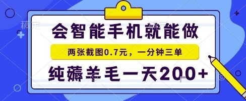 手机项目，二十秒一单，纯薅羊毛一天2张+做就有【揭秘】-网创资源总站