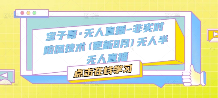 宝子哥·无人直播-非实时防风技术(更新25年9月)无人半无人直播-网创资源总站