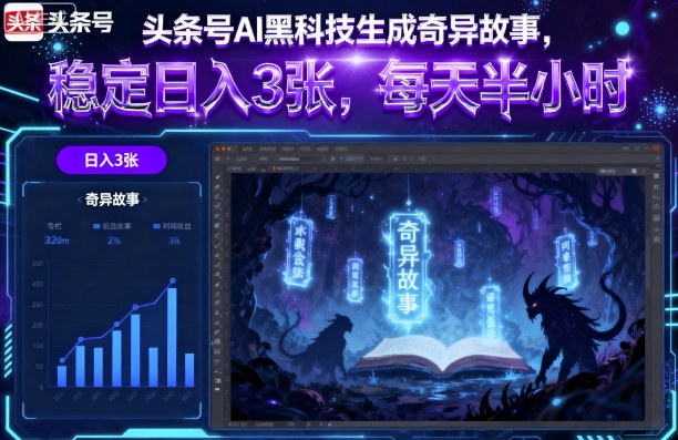 头条号AI黑科技生成奇异故事，稳定日入3张，每天半小时-网创资源总站