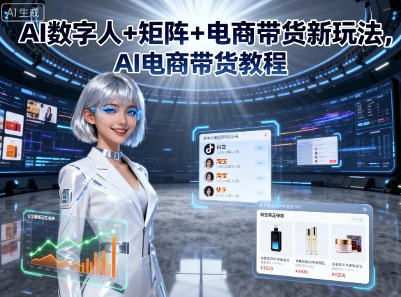 AI数字人+矩阵+电商带货新玩法，AI电商带货教程-网创资源总站