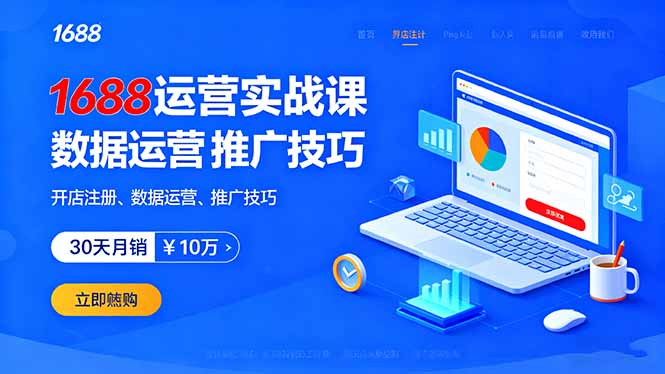 1688运营实战课：开店注册、数据运营、推广技巧，30天月销破10万+-网创资源总站