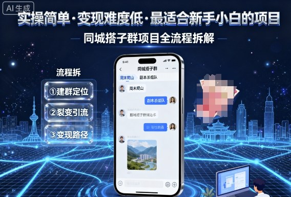 实操简单，变现难度低，最适合新手小白做的项目，每天轻松收入3张，同城搭子群项目全流程拆解-网创资源总站