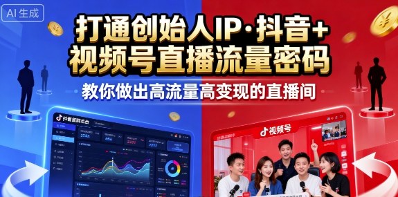 25年直播9-10两期线下课，打通创始人IP，抖音+视频号直播流量密码，教你做出高流量高变现的直播间-网创资源总站