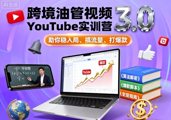 跨境油管视频YouTube实训营3.0，助你稳入局、搞流量、打爆款-网创资源总站