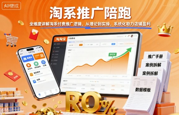 淘系推广陪跑，全维度讲解淘系付费推广逻辑，从理论到实操，系统化助力店铺盈利-网创资源总站