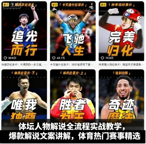 体坛人物解说全流程实战教学，爆款解说文案讲解，体育热门赛事精选-网创资源总站