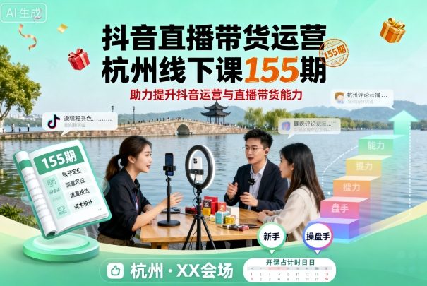 抖音直播带货运营杭州线下课155期，助力提升抖音运营与直播带货能力-网创资源总站