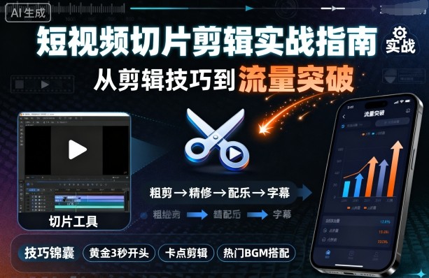 短视频切片剪辑实战指南，从剪辑技巧到流量突破-网创资源总站