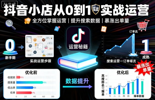 抖音小店从0到1实战运营，帮你全方位掌握小店运营，提升搜索数据与出单量-网创资源总站