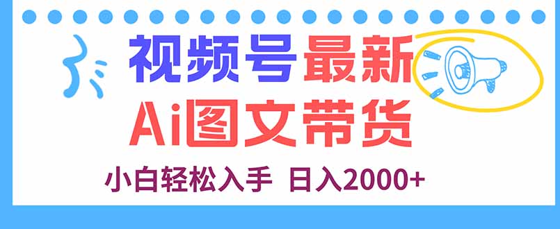 视频号最新AI图文带货，每天几分钟，小白轻松入手，日入2000+-网创资源总站