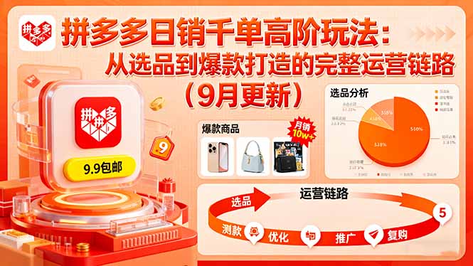 拼多多日销千单高阶玩法：从选品到爆款打造的完整运营链路(9月更新-网创资源总站