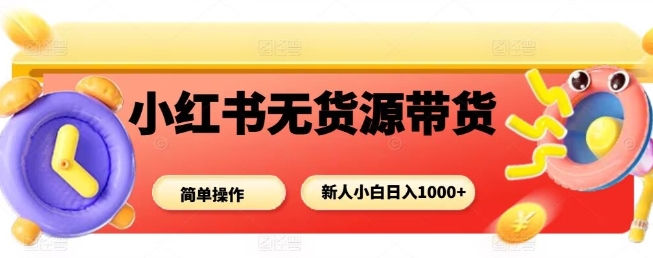 小红书无货源带货项目，简单无脑，新人小白日入多张-网创资源总站