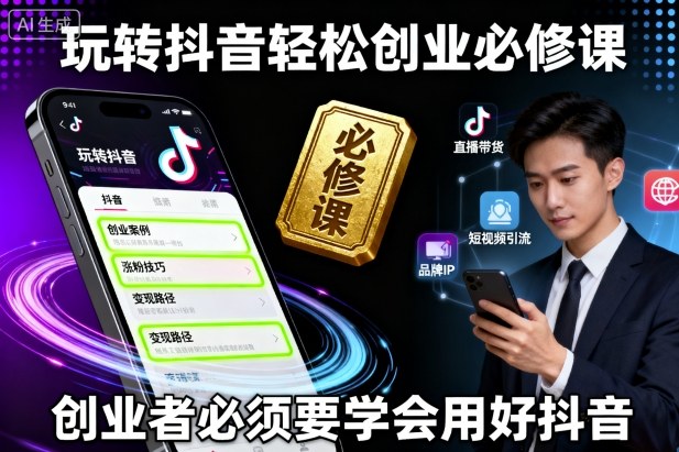 玩转抖音轻松创业必修课，创业者必须要学会用好抖音-网创资源总站