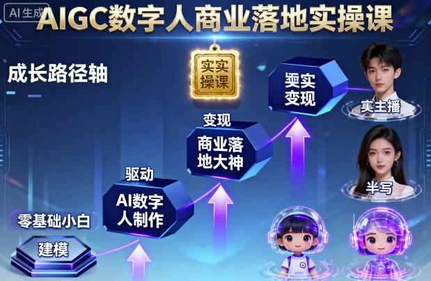 AIGC数字人商业落地实操课，从零基础小白到AI数字人大神-网创资源总站
