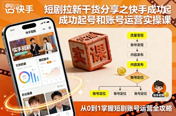 短剧拉新干货分享之快手成功起号和账号运营实操课-网创资源总站
