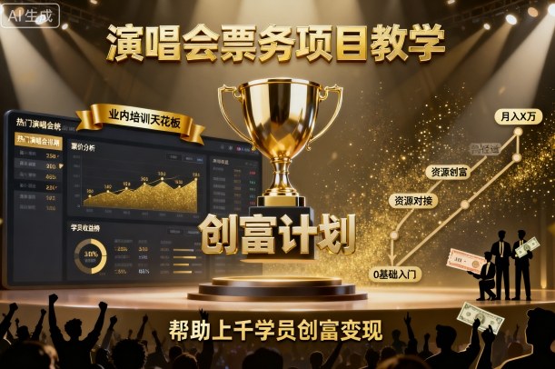 演唱会票务项目教学，业内培训天花板，帮助上千学员创富变现-网创资源总站