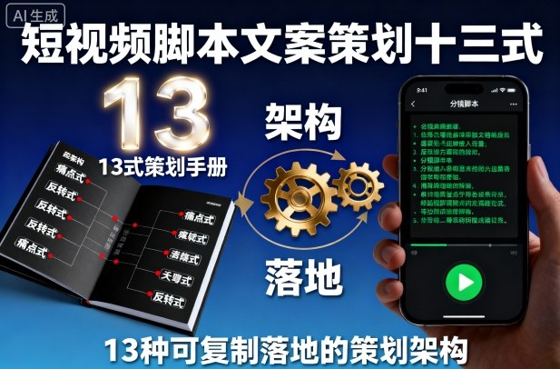 短视频脚本文案策划十三式，13种可复制落地的策划架构-网创资源总站