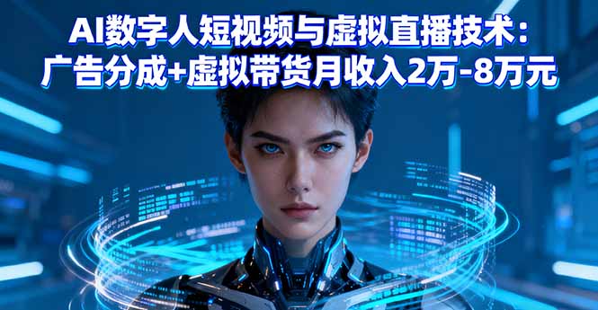 AI数字人短视频与虚拟直播技术：广告分成+虚拟带货月收入2万-8万元-网创资源总站