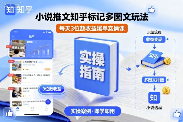 小说推文知乎标记多图文玩法，每天3位数收益爆单实操课-网创资源总站