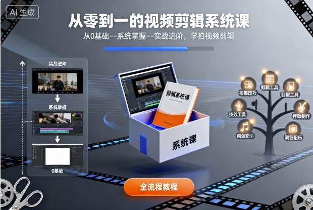 从零到一的视频剪辑系统课，从0基础–系统掌握–实战进阶，学拍视频剪辑-网创资源总站