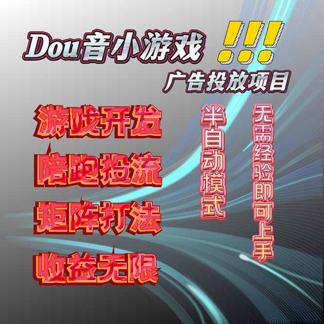 抖音小游戏广告推广项目，2025最新实测落地，单日收益300+-网创资源总站