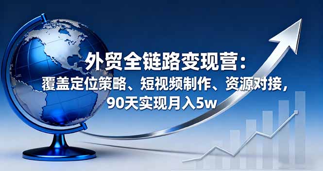 外贸全链路变现营：覆盖定位策略、短视频制作、资源对接，90天实现月入5w-网创资源总站
