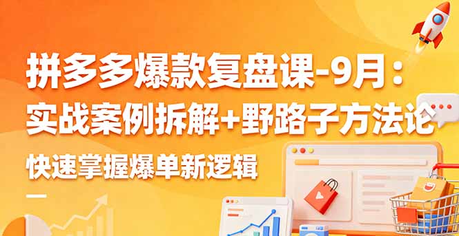 拼多多爆款复盘课-9月：实战案例拆解+野路子方法论，快速掌握爆单新逻辑-网创资源总站