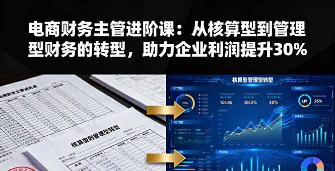 电商财务主管进阶课：从核算型到管理型财务的转型，助力企业利润提升30%-网创资源总站