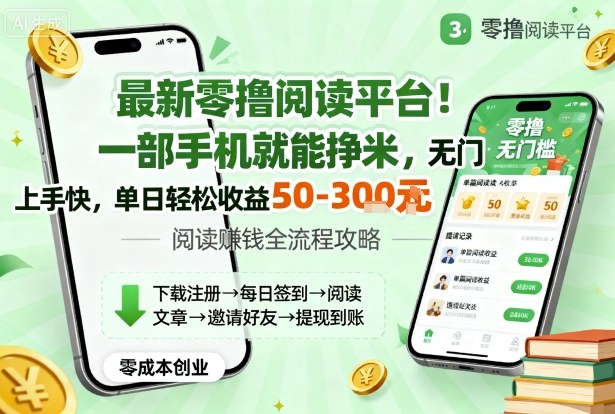 最新零撸阅读平台！一部手机就能挣米，无门槛上手快，单日轻松收益50-3张【揭秘】-网创资源总站