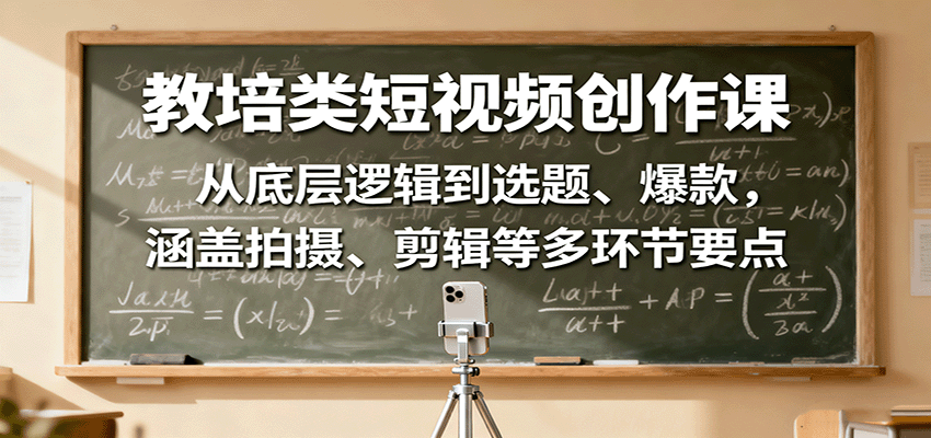 教培类短视频创作课：从底层逻辑到选题、爆款，涵盖拍摄、剪辑等多环节要点-网创资源总站