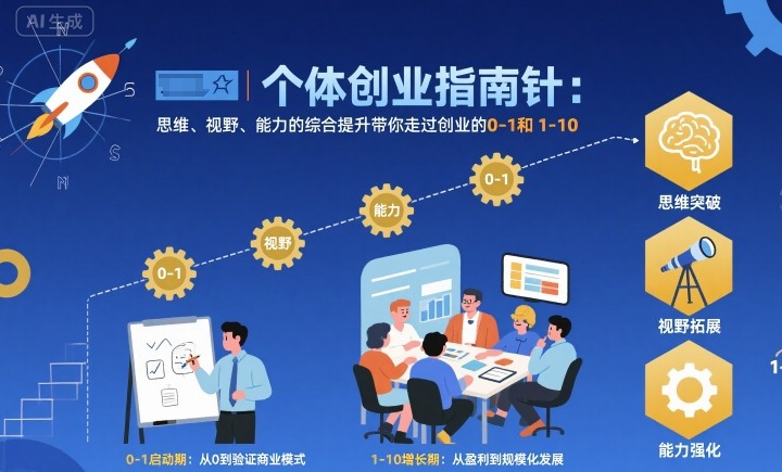 个体创业指南针，思维、视野、能力的综合提升带你走过创业的0-1和1-10【音频】-网创资源总站