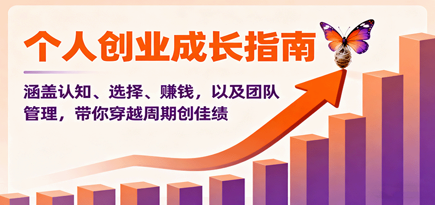 个人创业成长指南：涵盖认知、选择、赚钱，以及团队管理，带你穿越周期创佳绩-网创资源总站