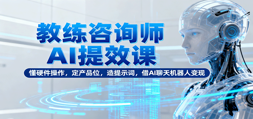 教练咨询师AI提效课：懂硬件操作，定产品位，造提示词，借AI聊天机器人变现-网创资源总站
