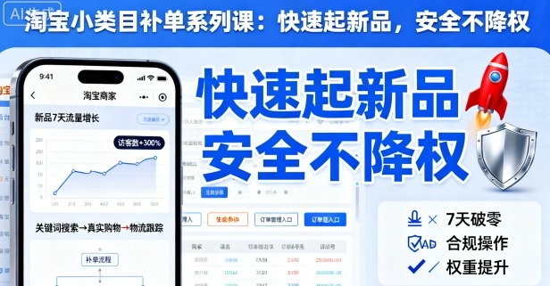 淘宝小类目补单系列课，快速起新品，安全不降权-网创资源总站