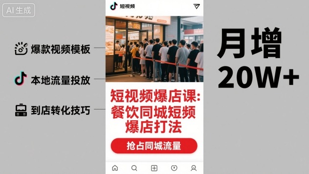 短视频爆店课，餐饮同城短视频爆店打法-网创资源总站